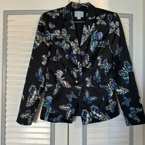 Cece Satin Look Butterfly Skirt Suit Set